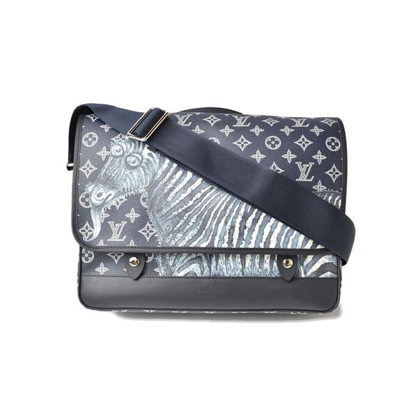 Pre Loved Louis Vuitton Zebra Messenger Bag Blue Canvas - Picture 1 of 8